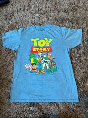Disney Toy Story Light Blue Short Sleeve Tee with Multicolor Graphic